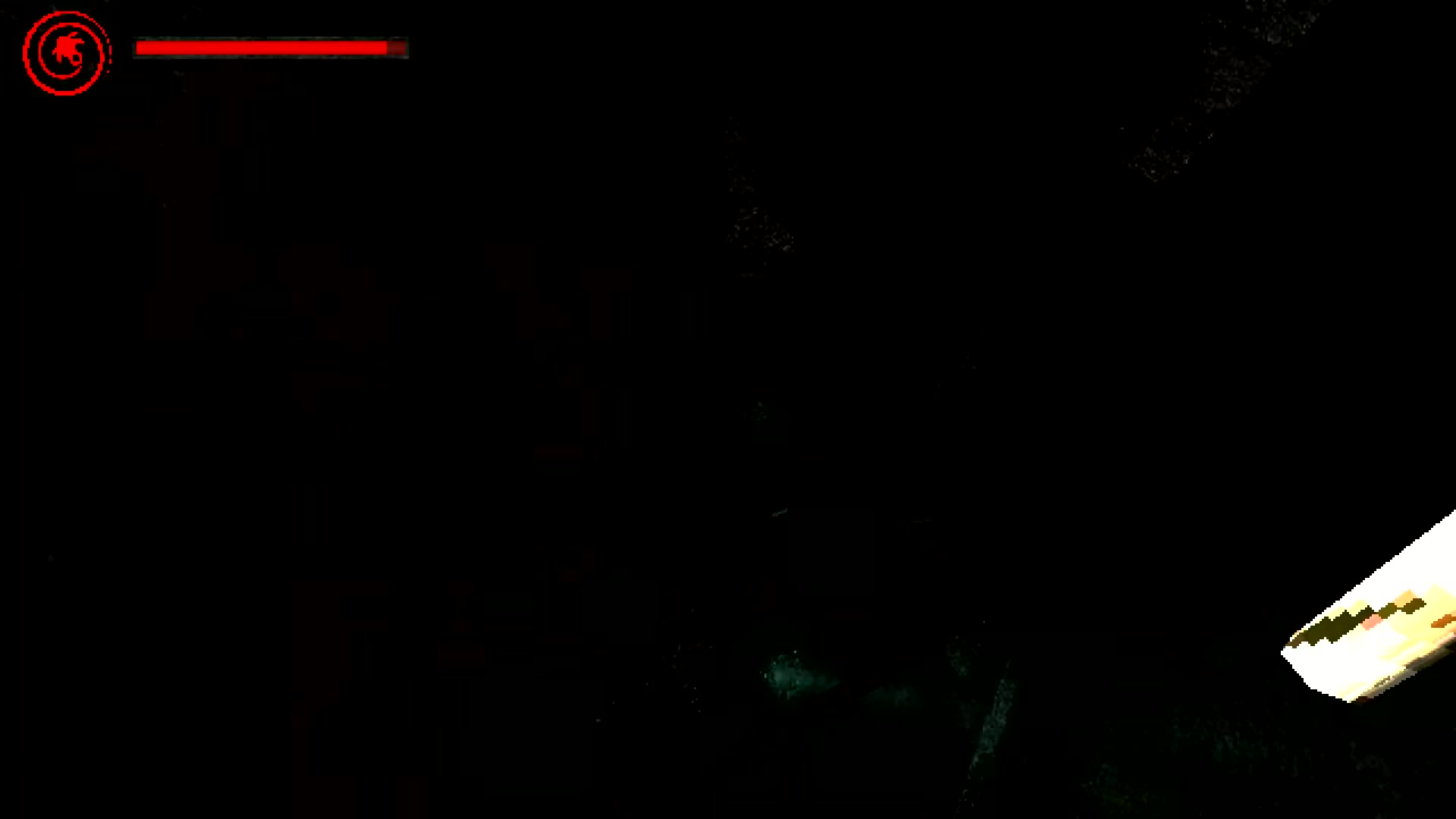 Deep cavern area with bioluminescent plants providing faint light and grapple points